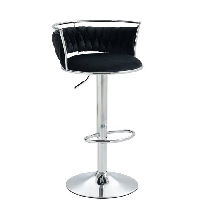 Silver Adjustable Height Velvet Upholstered Swivel Counter Stool with Metal Frame - Black (Set of 2) - Furniture > Bar Stools & Chairs > Table & Bar Stools - Rivercity House & Home Co. (ABN 18 642 972 209) - Affordable Modern Furniture Australia