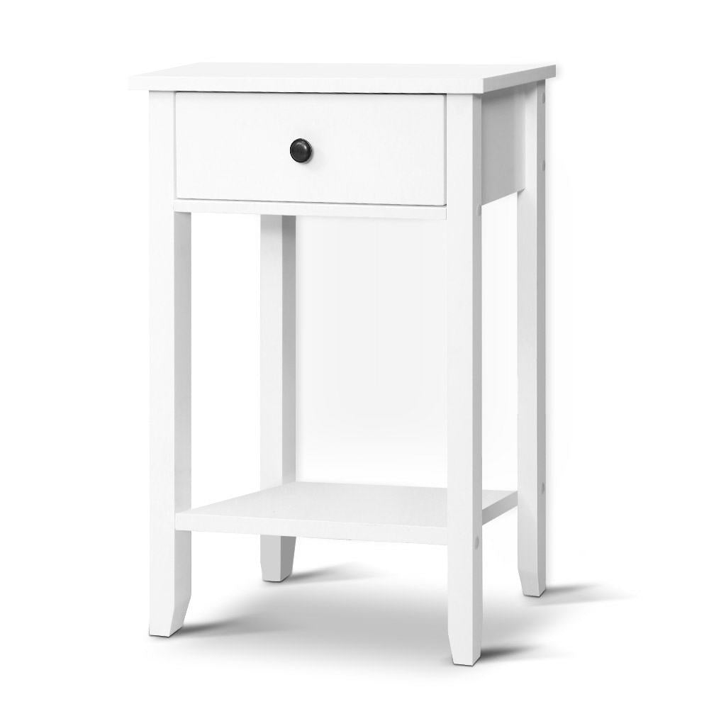 Simple Bedside Table With Drawer White - Rivercity House & Home Co. (ABN 18 642 972 209) - Affordable Modern Furniture Australia