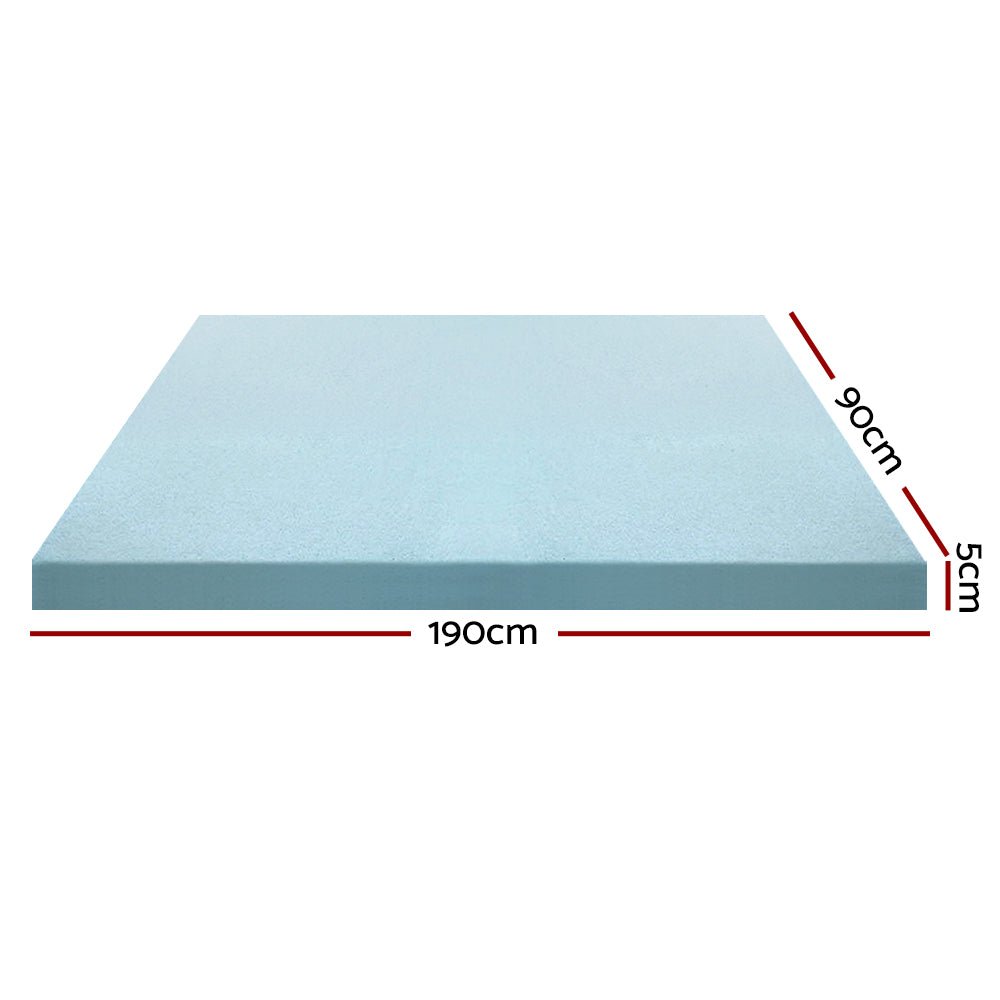 Single Size | Cool Gel Memory Foam Mattress Topper w/Bamboo Cover 5cm - Rivercity House & Home Co. (ABN 18 642 972 209) - Affordable Modern Furniture Australia