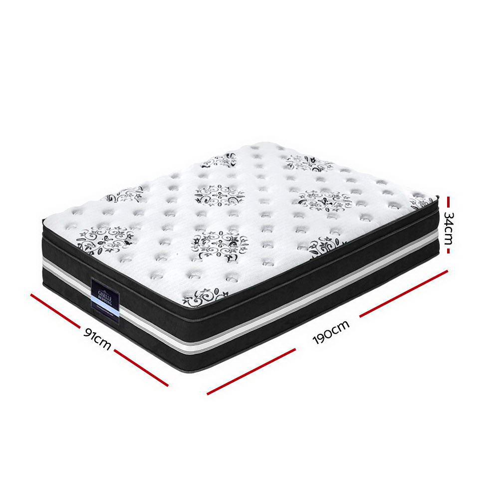 Single Size | Donegal Euro Top Cool Gel Pocket Spring Mattress (Medium Firm) - Rivercity House & Home Co. (ABN 18 642 972 209) - Affordable Modern Furniture Australia