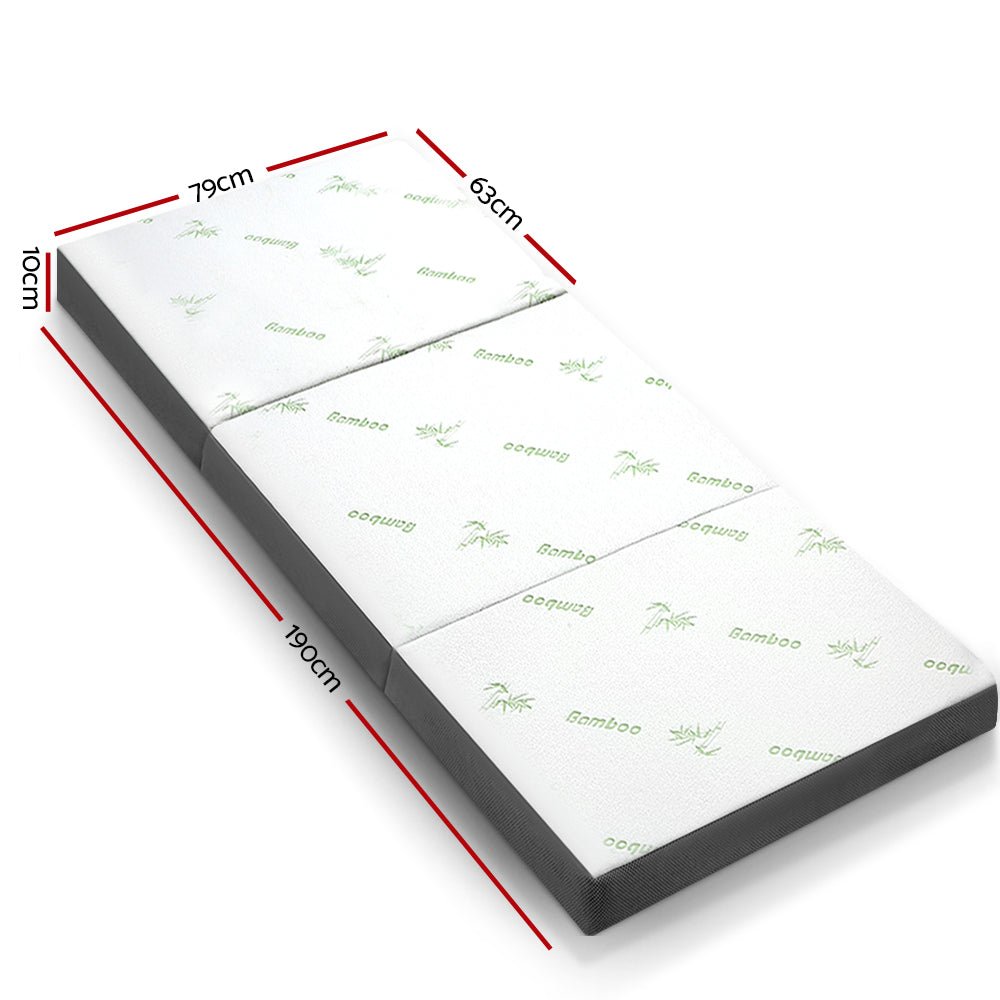 Single Size | Portable Folding Foam Mattress Bamboo Fabric (Medium) - Rivercity House & Home Co. (ABN 18 642 972 209) - Affordable Modern Furniture Australia