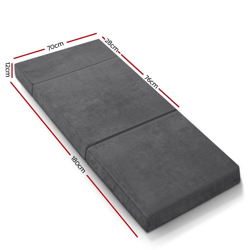 Single Size | Portable Folding Foam Mattress (Grey) - Rivercity House & Home Co. (ABN 18 642 972 209) - Affordable Modern Furniture Australia