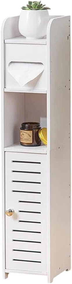 Slim Tall Bathroom Cabinet with Toilet Paper Holder for Toilet or Laundry Room - White - Home & Garden > Bathroom Accessories > Toilet Paper Holders - Rivercity House & Home Co. (ABN 18 642 972 209) - Affordable Modern Furniture Australia