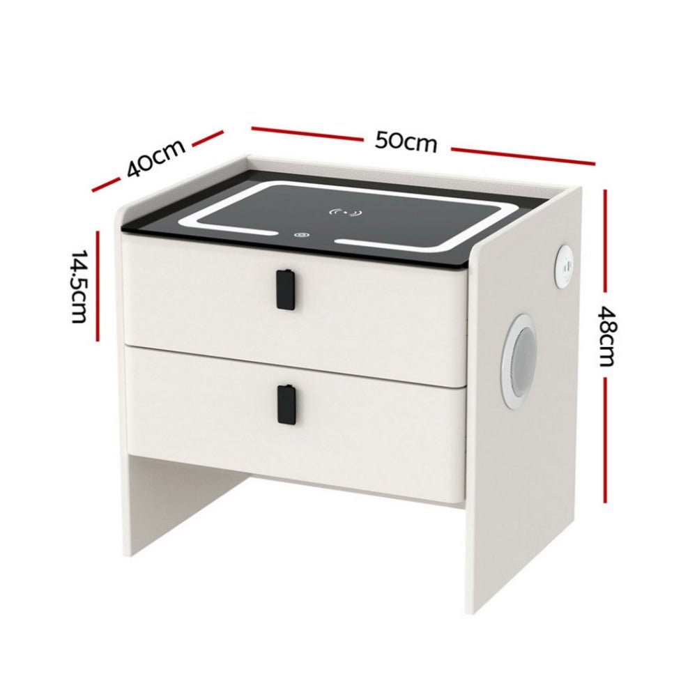 Smart Bedside Table Wireless Charging - BESS White - Furniture > Bedroom > Bedside Tables - Rivercity House & Home Co. (ABN 18 642 972 209) - Affordable Modern Furniture Australia