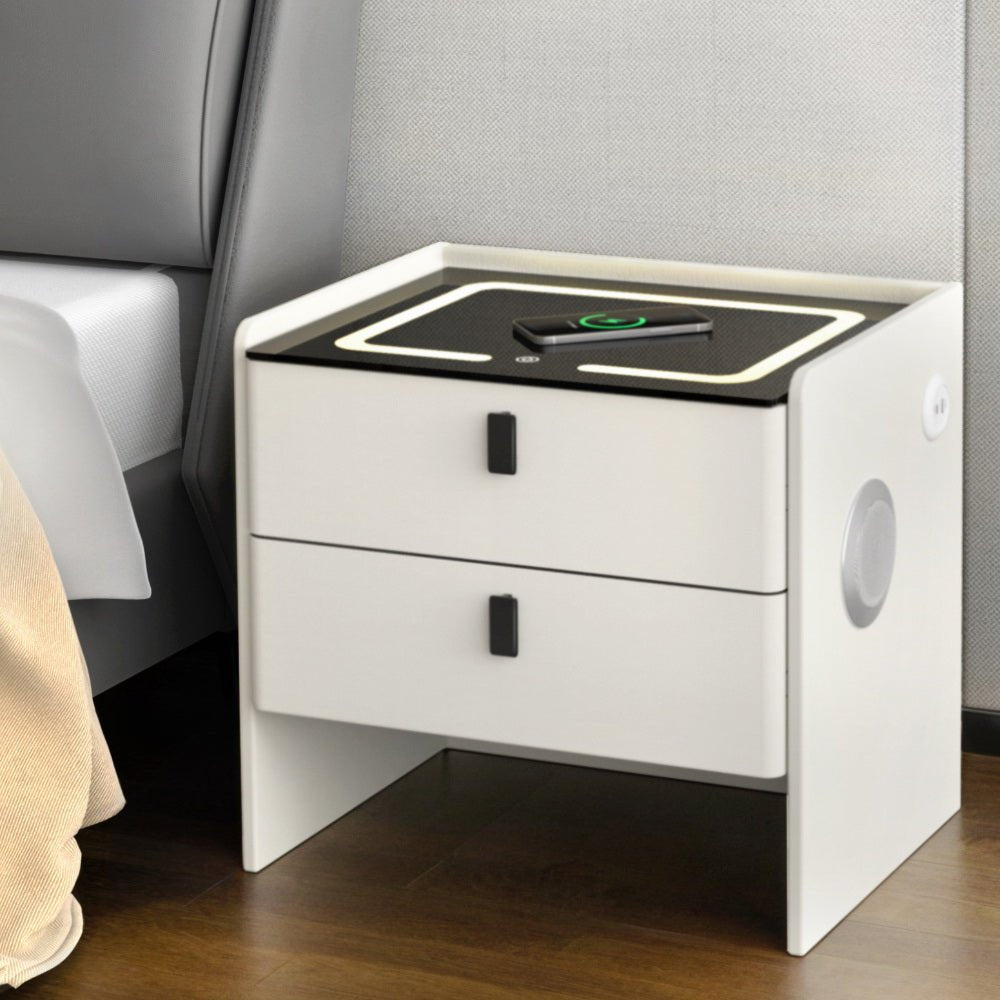 Smart Bedside Table Wireless Charging - BESS White - Furniture > Bedroom > Bedside Tables - Rivercity House & Home Co. (ABN 18 642 972 209) - Affordable Modern Furniture Australia