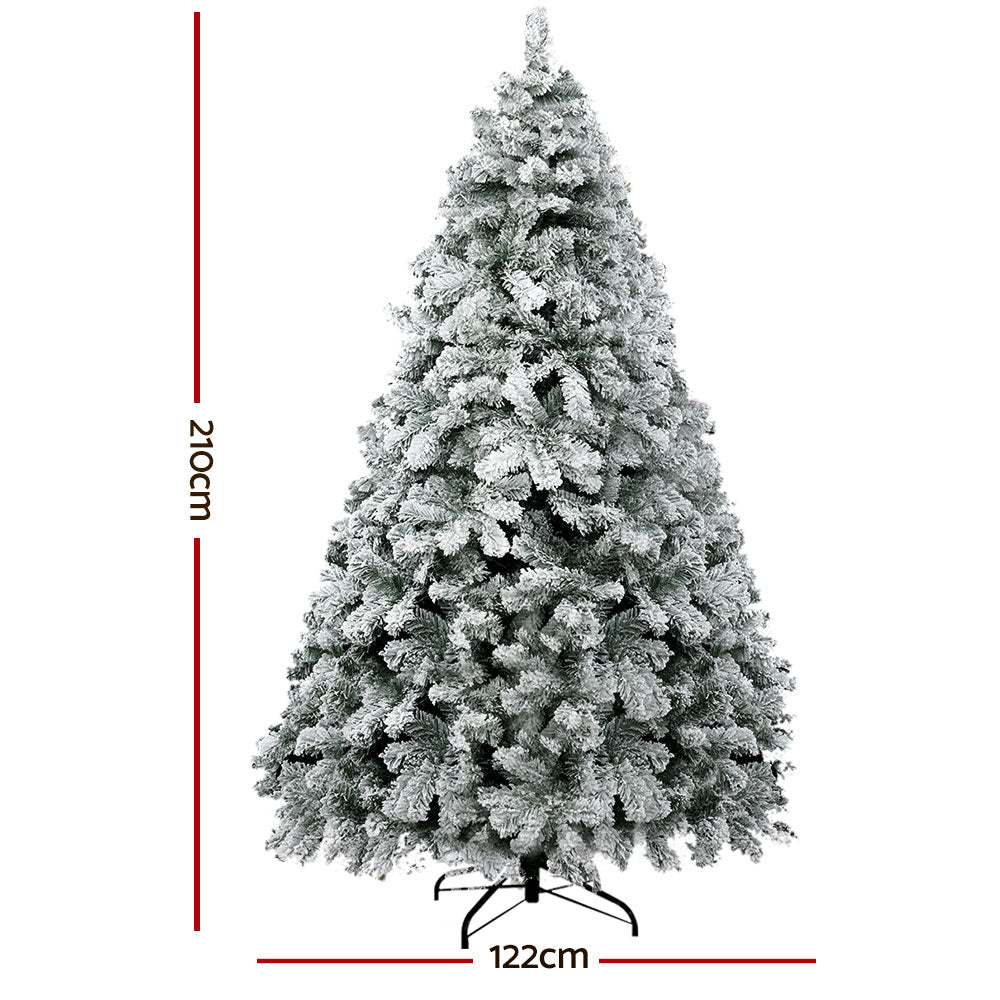 Snowy Christmas Tree 2.1M 7FT Xmas Decorations 859 Tips - Rivercity House & Home Co. (ABN 18 642 972 209) - Affordable Modern Furniture Australia