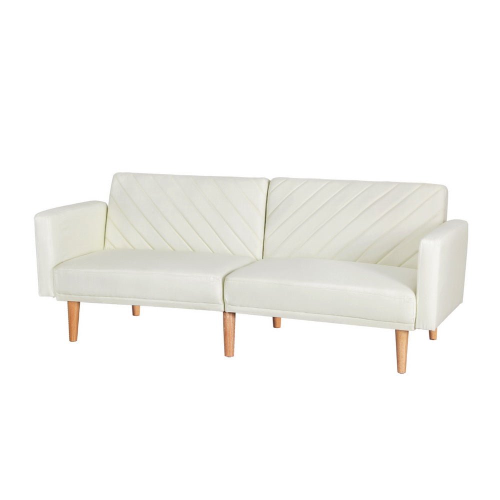 Sofa Bed 195CM Beige Faux Linen - Furniture > Living Room - Rivercity House & Home Co. (ABN 18 642 972 209) - Affordable Modern Furniture Australia