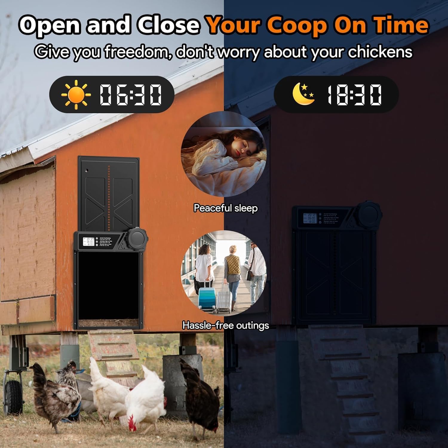 Solar Automatic Chicken Coop Door with Timer, Light Sensor, Remote & USB Charging - Black - Pet Care > Coops & Hutches > Coop & Hutch Accessories - Rivercity House & Home Co. (ABN 18 642 972 209) - Affordable Modern Furniture Australia