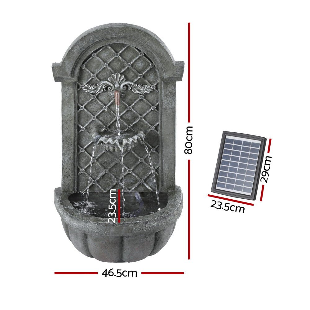 Solar Fountain Water Feature Wall Mount Garden Fountains 80CM Grey - Home & Garden > Fountains - Rivercity House & Home Co. (ABN 18 642 972 209) - Affordable Modern Furniture Australia