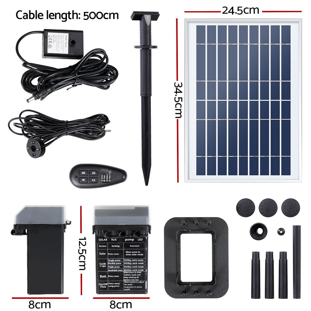 Solar Pond Pump Submersible Fountain with Battery Kit LED Lights 5.2FT - Home & Garden > Fountains > Fountain & Ponds Accessories - Rivercity House & Home Co. (ABN 18 642 972 209) - Affordable Modern Furniture Australia