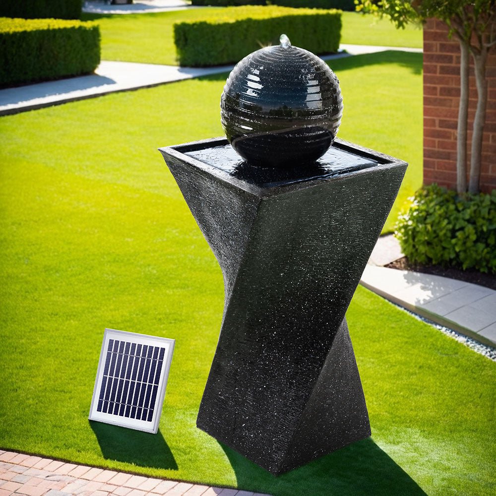 Solar Powered Water Fountain Twist Design with Lights - Rivercity House & Home Co. (ABN 18 642 972 209) - Affordable Modern Furniture Australia