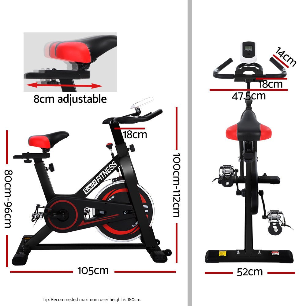 Spin Exercise Bike Cycling Fitness Commercial Home Workout Gym Black - Rivercity House & Home Co. (ABN 18 642 972 209) - Affordable Modern Furniture Australia