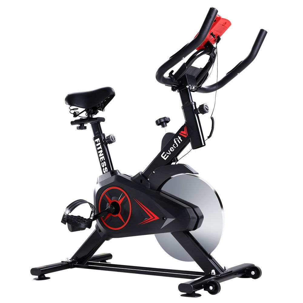 Spin Exercise Bike Flywheel Fitness Commercial Home Workout Gym Phone Holder Black - Rivercity House & Home Co. (ABN 18 642 972 209) - Affordable Modern Furniture Australia