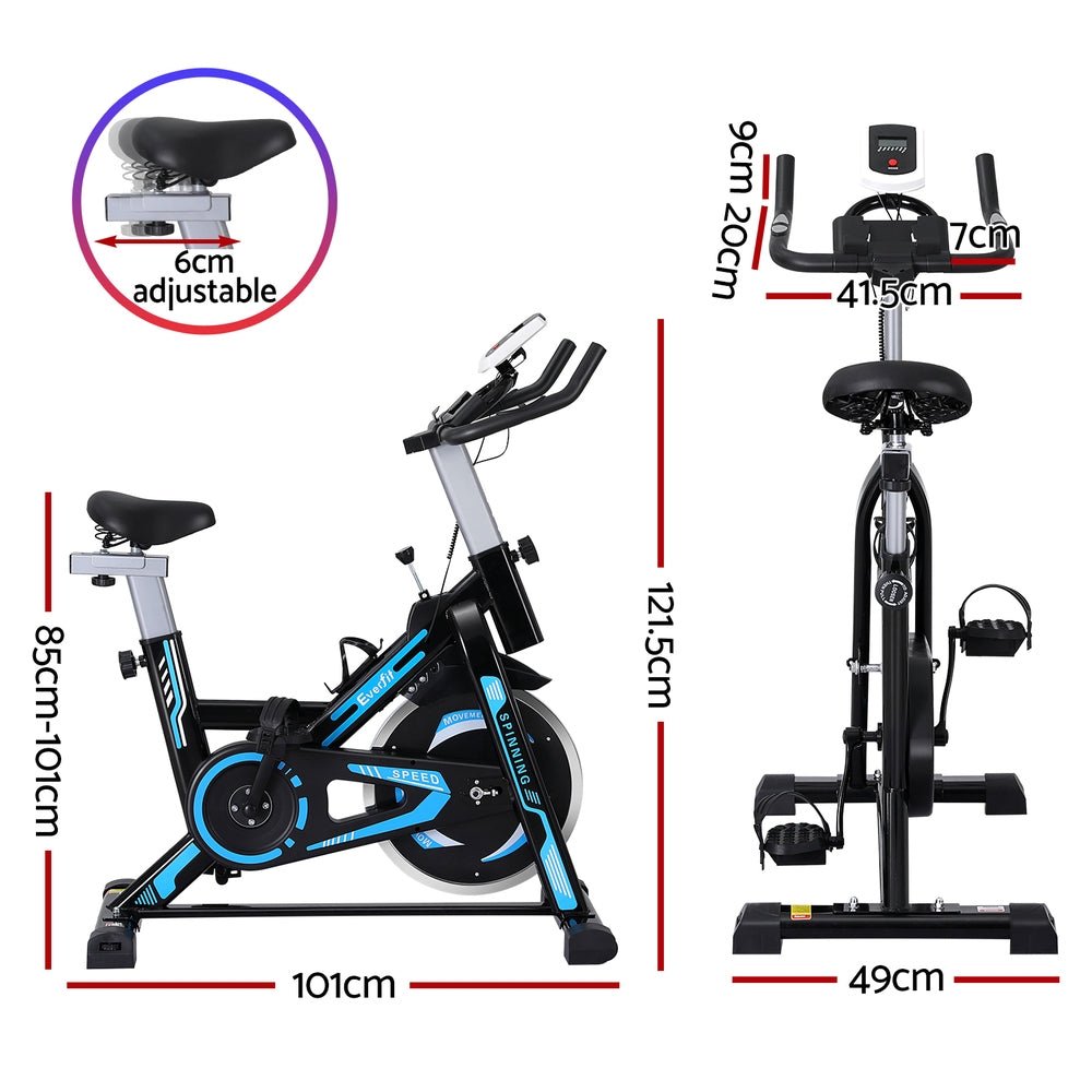 Spin Exercise Bike with 13kg Flywheel and 150kg Capacity - Black - Sports & Fitness > Exercise, Gym & Fitness > Exercise Bikes - Rivercity House & Home Co. (ABN 18 642 972 209) - Affordable Modern Furniture Australia