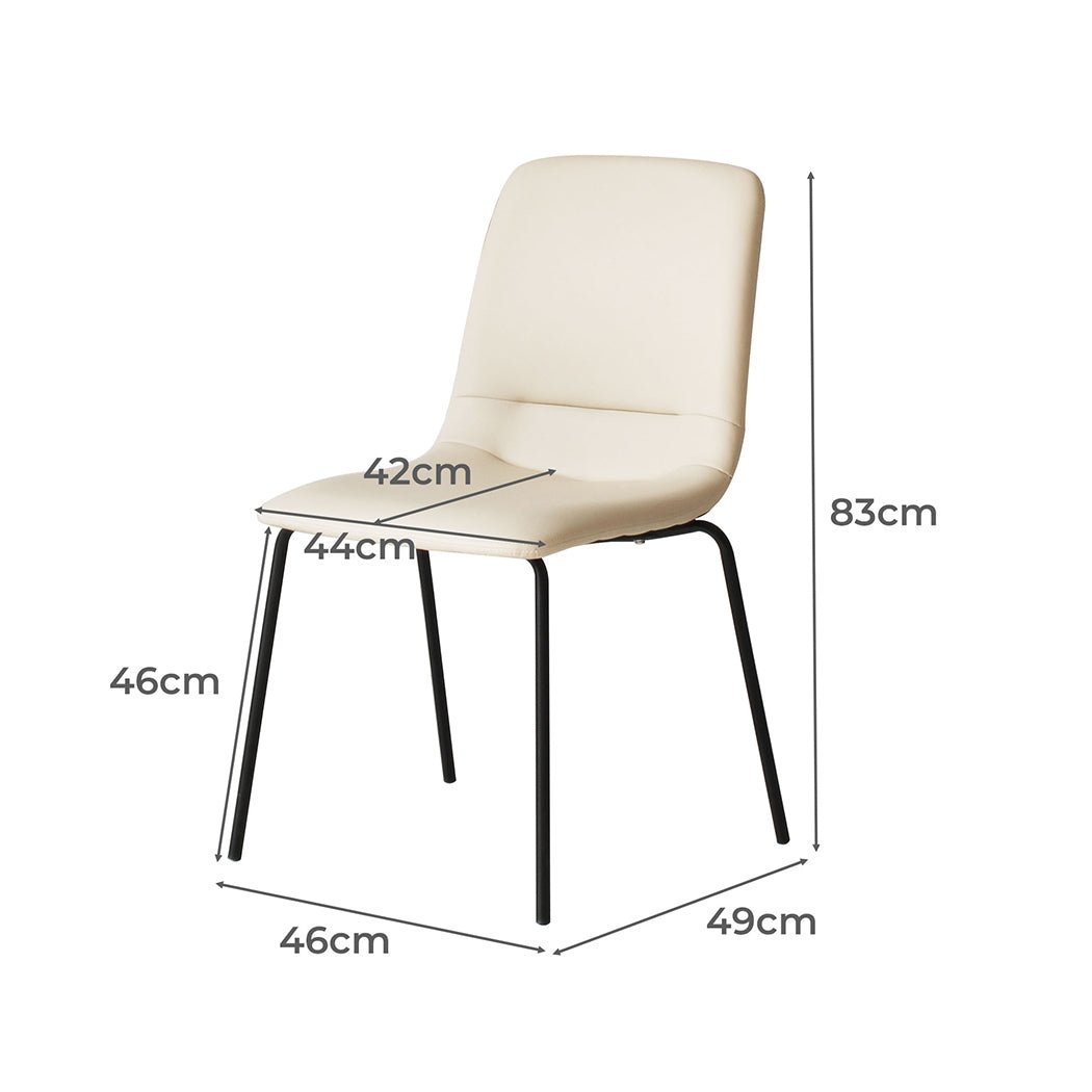 Stackable Dining Chairs Set of 8 with PU Leather Upholstery - Beige - Rivercity House & Home Co. (ABN 18 642 972 209) - Affordable Modern Furniture Australia