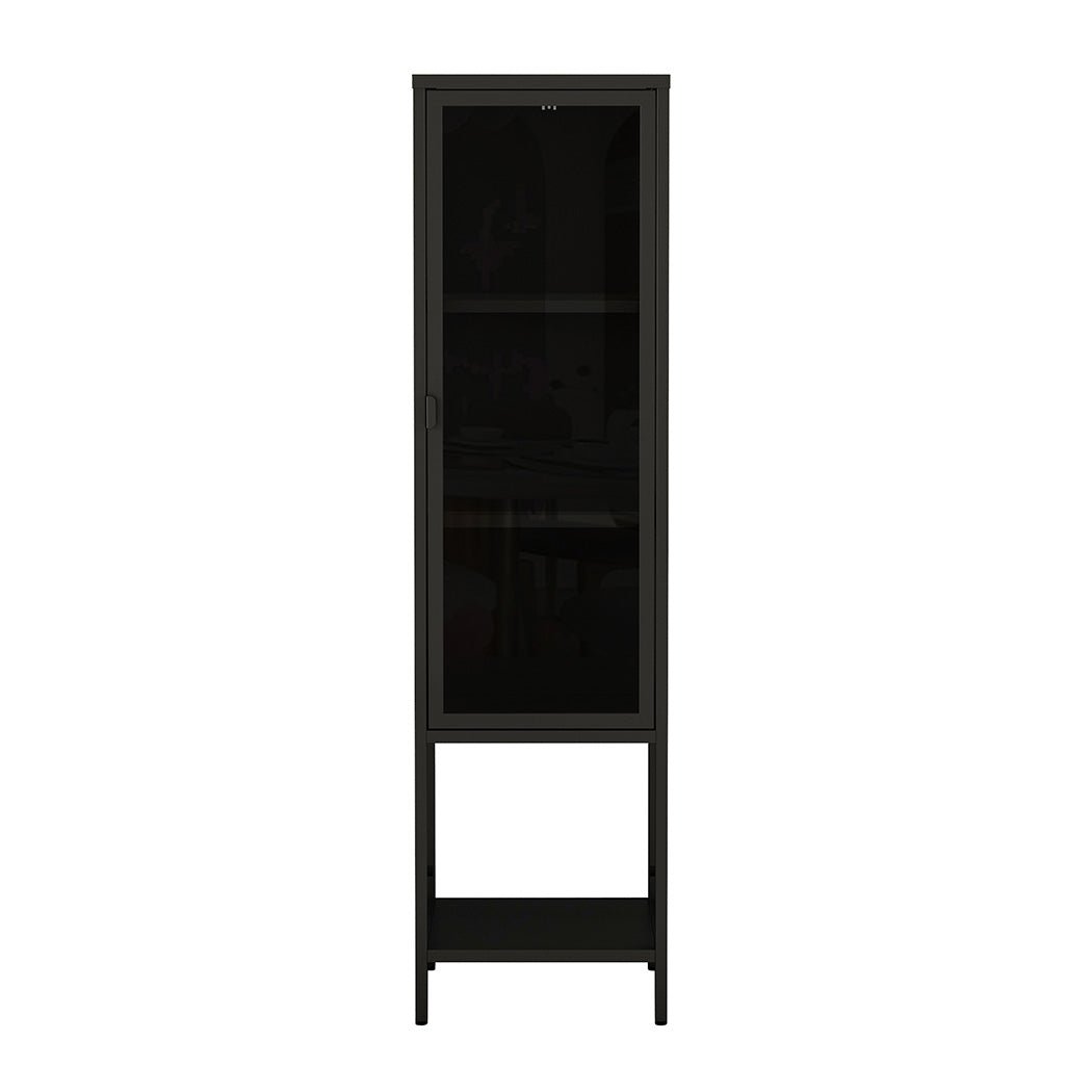 Stacked 4 - Tier Tempered Glass Display Cabinet with Magnetic Doors - Black - Rivercity House & Home Co. (ABN 18 642 972 209) - Affordable Modern Furniture Australia