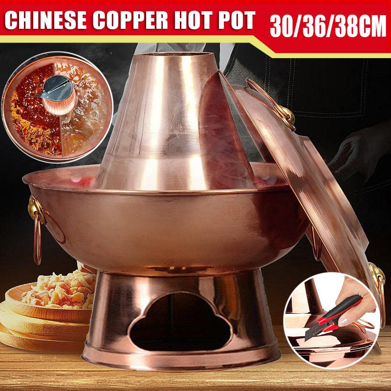 Stainless Steel Charcoal Chinese Copper Hot Pot Old Beijing Cookware Camping HOT - 30CM - Appliances > Kitchen Appliances > Food Warmers & Chafing Dishes - Rivercity House & Home Co. (ABN 18 642 972 209) - Affordable Modern Furniture Australia