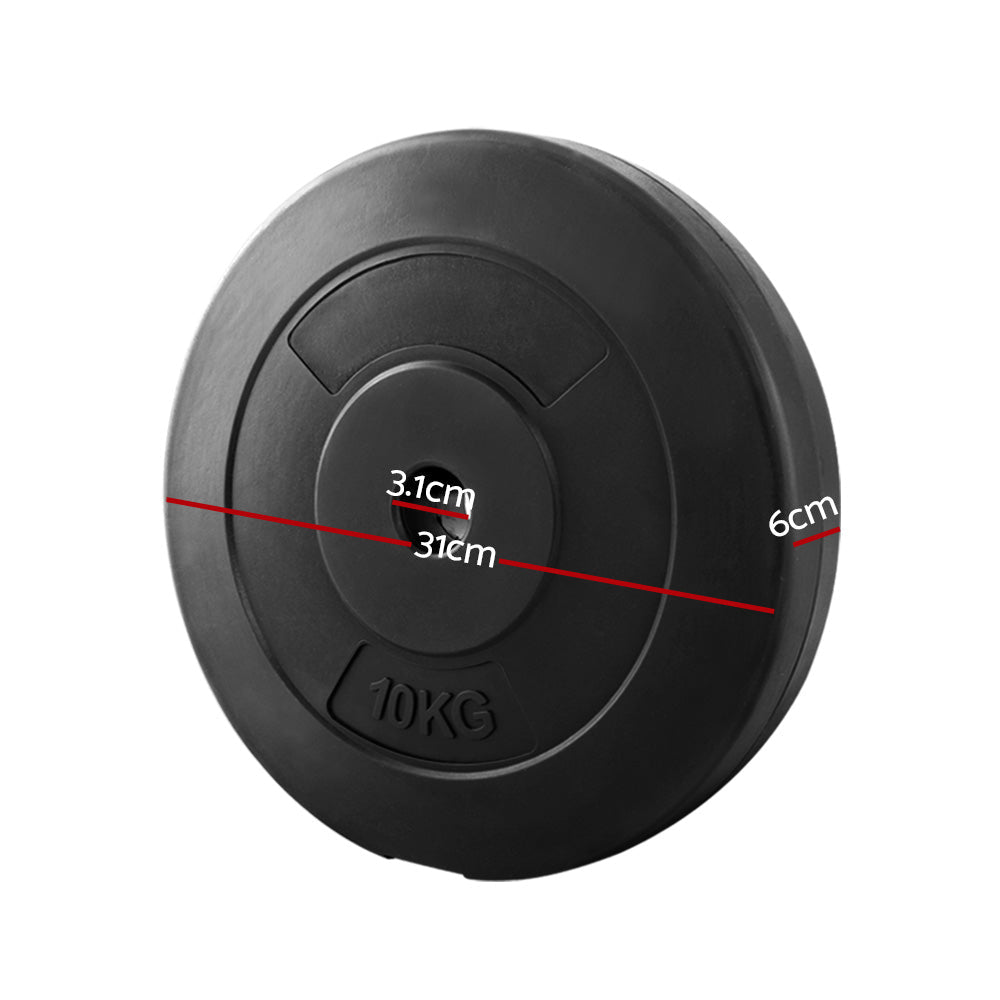 Standard 2x 10kg Weight Plates for Barbell Lifting - Black - Sports & Fitness > Exercise, Gym & Fitness > Free Weights - Rivercity House & Home Co. (ABN 18 642 972 209) - Affordable Modern Furniture Australia
