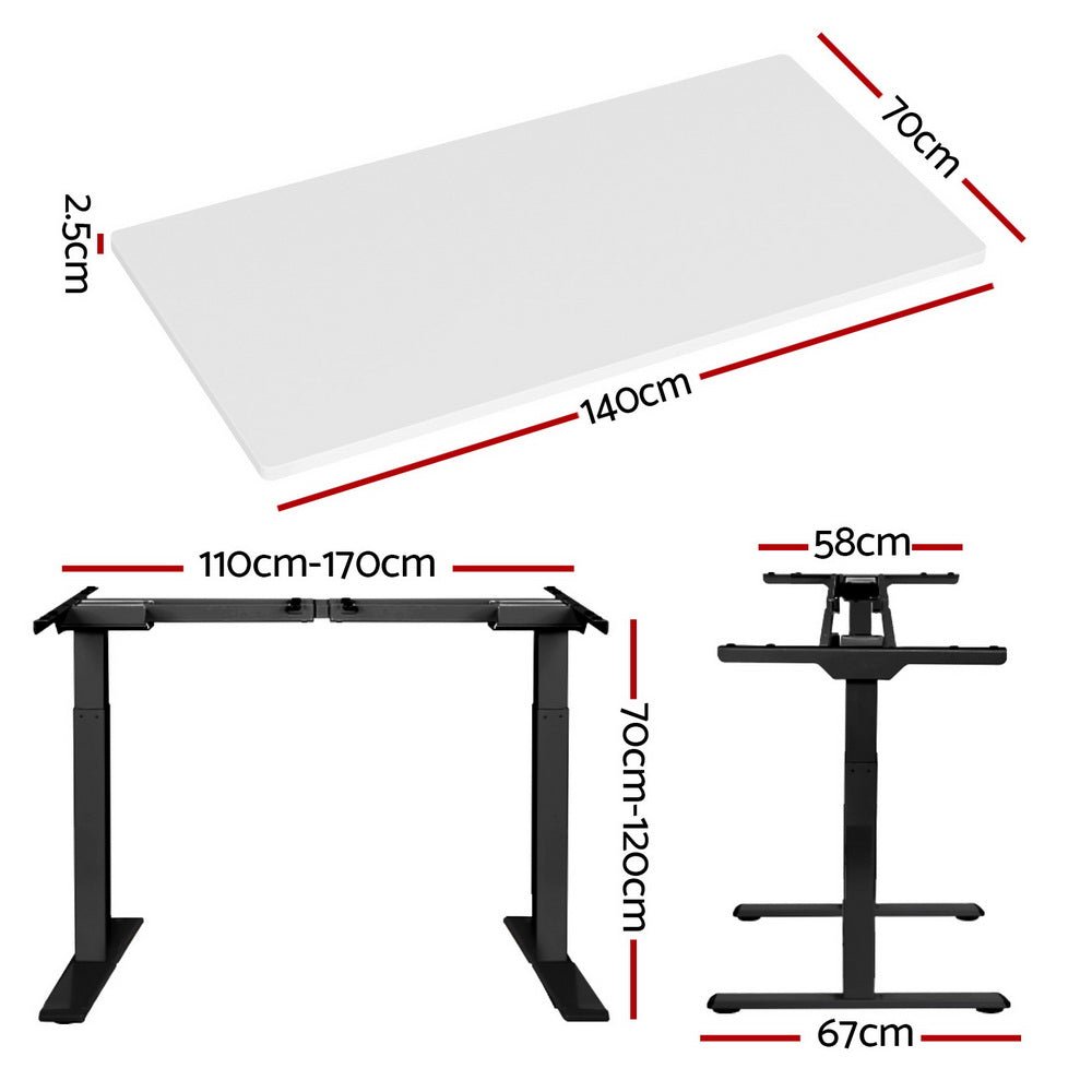 Standing Desk Electric Adjustable Sit Stand Desks Black White 140cm - Furniture > Office - Rivercity House & Home Co. (ABN 18 642 972 209) - Affordable Modern Furniture Australia