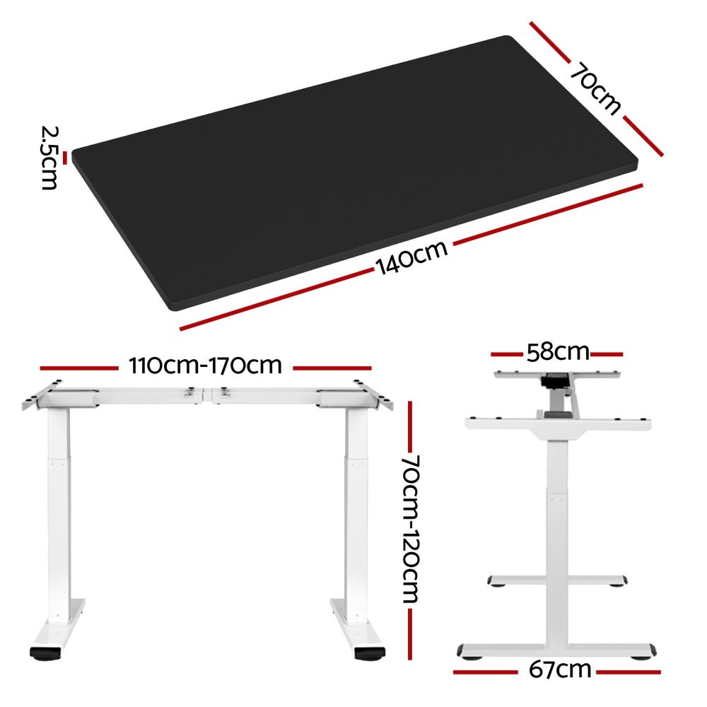 Standing Desk Electric Adjustable Sit Stand Desks White Black 140cm - Furniture > Office - Rivercity House & Home Co. (ABN 18 642 972 209) - Affordable Modern Furniture Australia