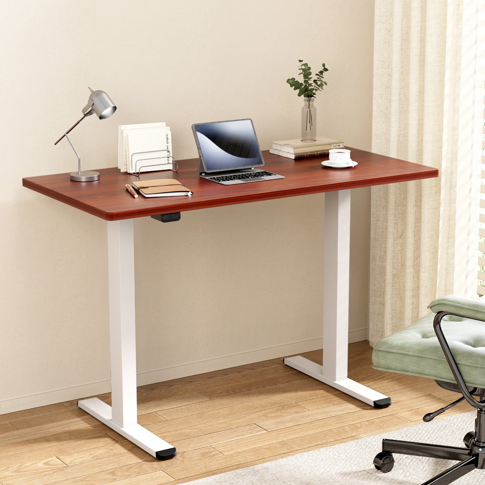 Standing Desk Electric Adjustable Sit Stand Desks White Walnut 140cm - Furniture > Office - Rivercity House & Home Co. (ABN 18 642 972 209) - Affordable Modern Furniture Australia