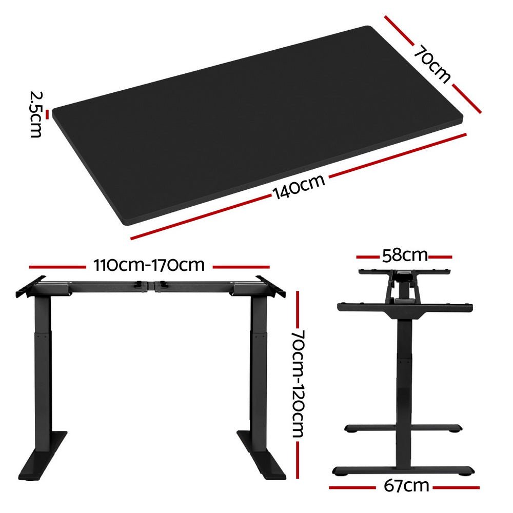 Standing Desk Electric Height Adjustable Sit Stand Desks Black 140cm - Furniture > Office - Rivercity House & Home Co. (ABN 18 642 972 209) - Affordable Modern Furniture Australia