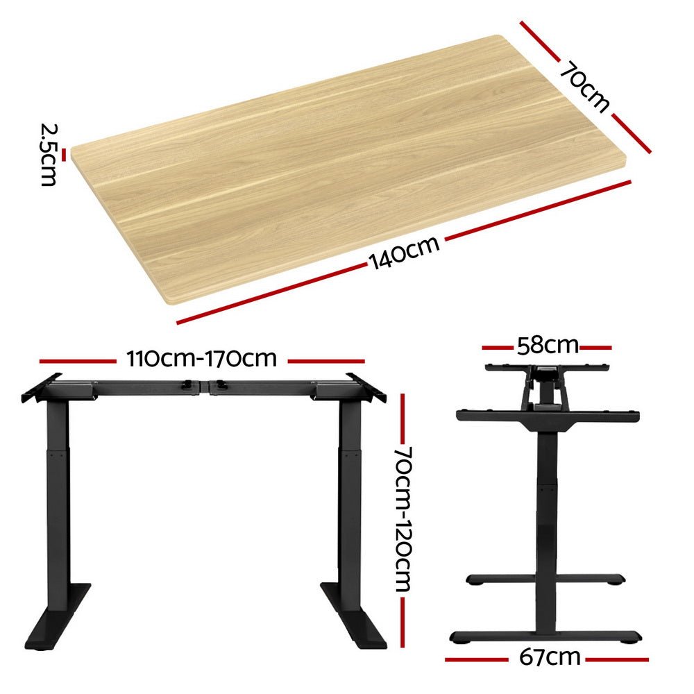 Standing Desk Electric Height Adjustable Sit Stand Desks Black Oak 140cm - Furniture > Office - Rivercity House & Home Co. (ABN 18 642 972 209) - Affordable Modern Furniture Australia