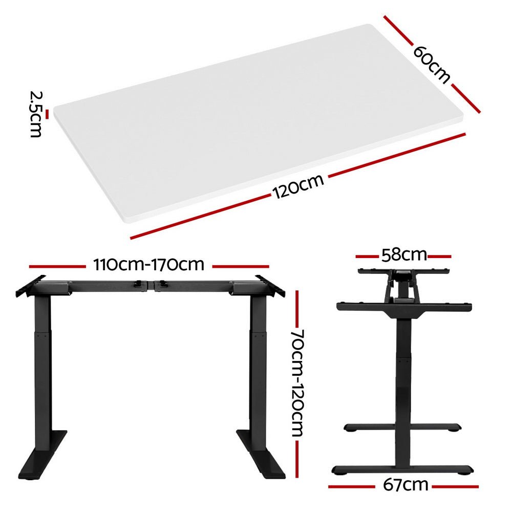 Standing Desk Electric Height Adjustable Sit Stand Desks Black White - Furniture > Office - Rivercity House & Home Co. (ABN 18 642 972 209) - Affordable Modern Furniture Australia