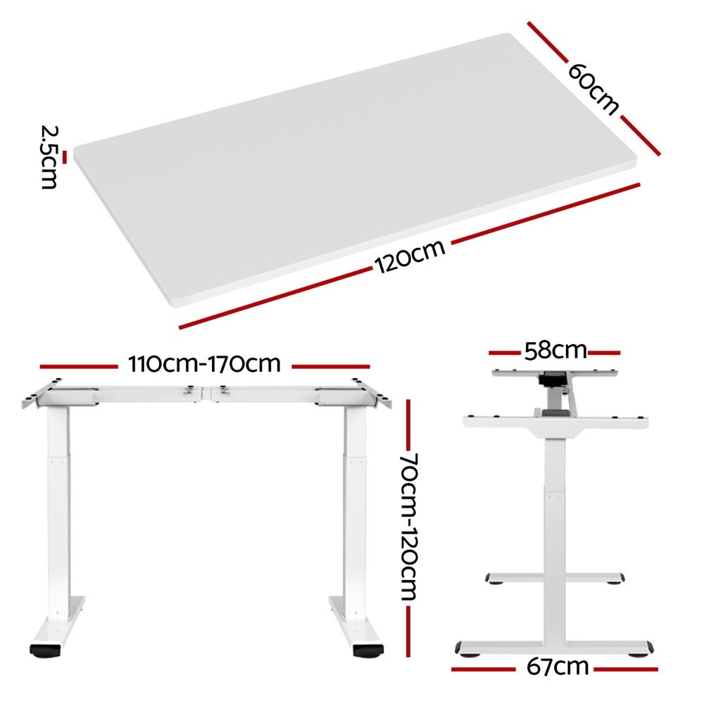 Standing Desk Electric Height Adjustable Sit Stand Desks Table White - Furniture > Office - Rivercity House & Home Co. (ABN 18 642 972 209) - Affordable Modern Furniture Australia