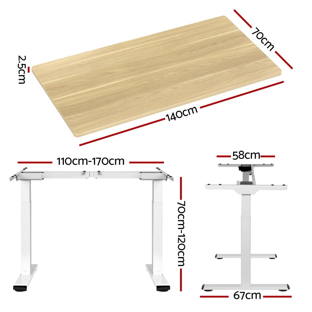 Standing Desk Electric Height Adjustable Sit Stand Desks White Oak 140cm - Furniture > Office - Rivercity House & Home Co. (ABN 18 642 972 209) - Affordable Modern Furniture Australia