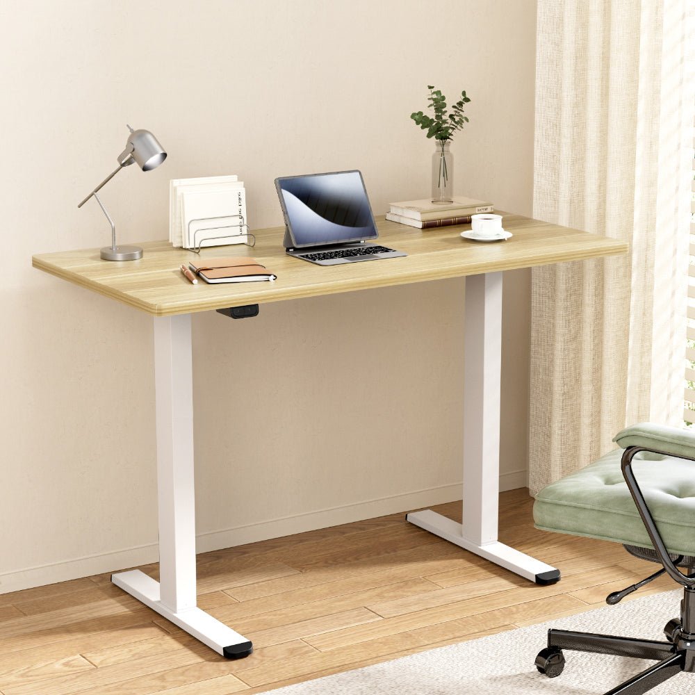 Standing Desk Electric Height Adjustable Sit Stand Desks White Oak 140cm - Furniture > Office - Rivercity House & Home Co. (ABN 18 642 972 209) - Affordable Modern Furniture Australia