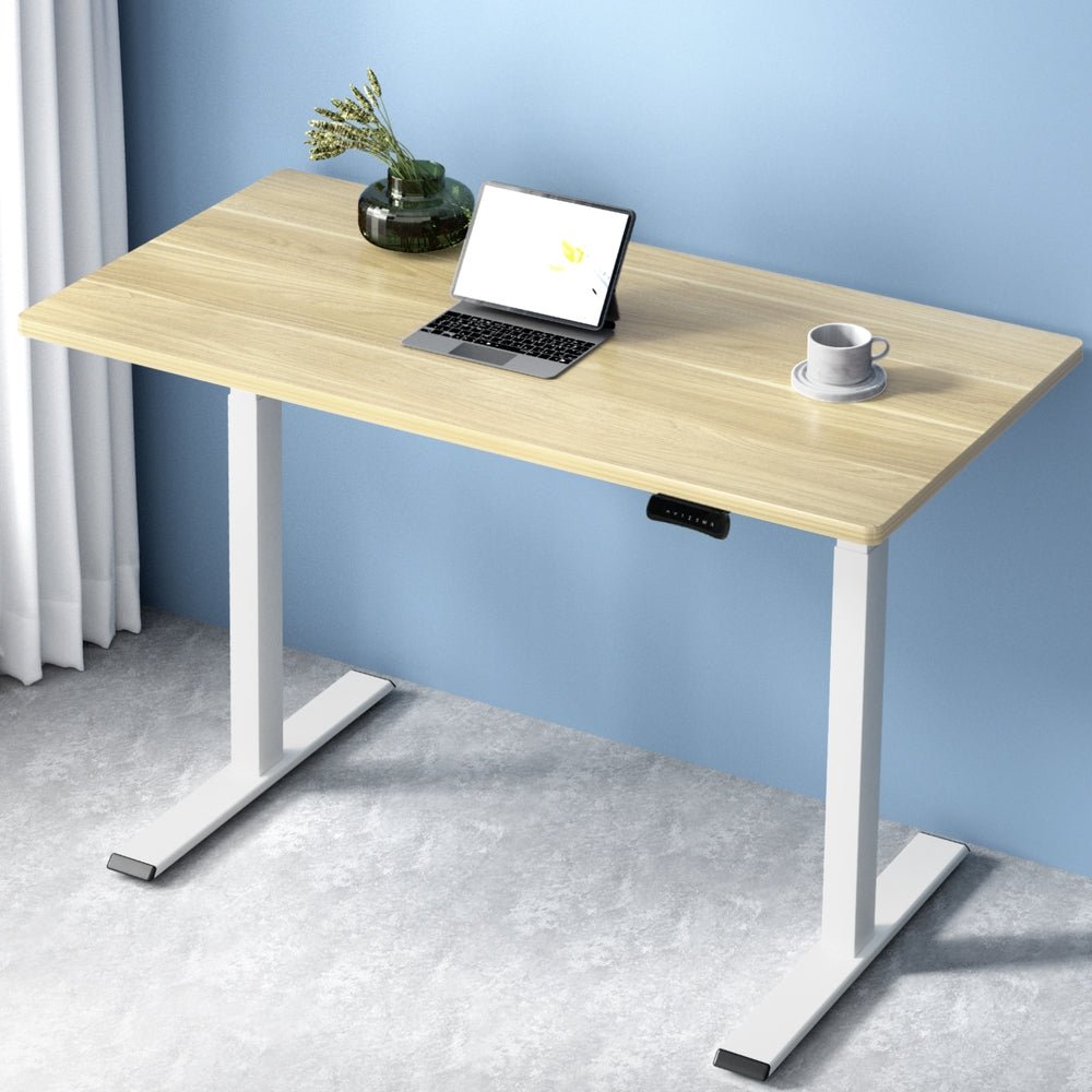 Standing Desk Electric Height Adjustable Sit Stand Desks White Oak - Furniture > Office - Rivercity House & Home Co. (ABN 18 642 972 209) - Affordable Modern Furniture Australia