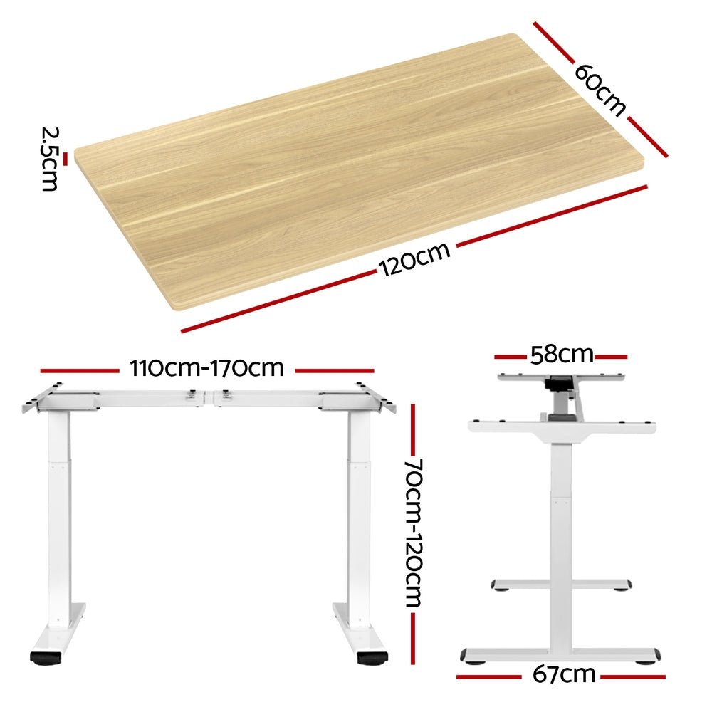Standing Desk Electric Height Adjustable Sit Stand Desks White Oak - Furniture > Office - Rivercity House & Home Co. (ABN 18 642 972 209) - Affordable Modern Furniture Australia