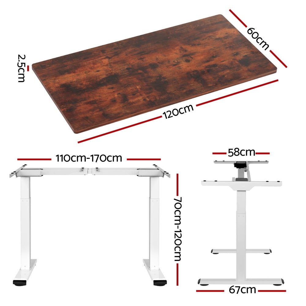 Standing Desk Motorised Dual Motor 120CM Rustic Brwon - Furniture > Office > Desks - Rivercity House & Home Co. (ABN 18 642 972 209) - Affordable Modern Furniture Australia