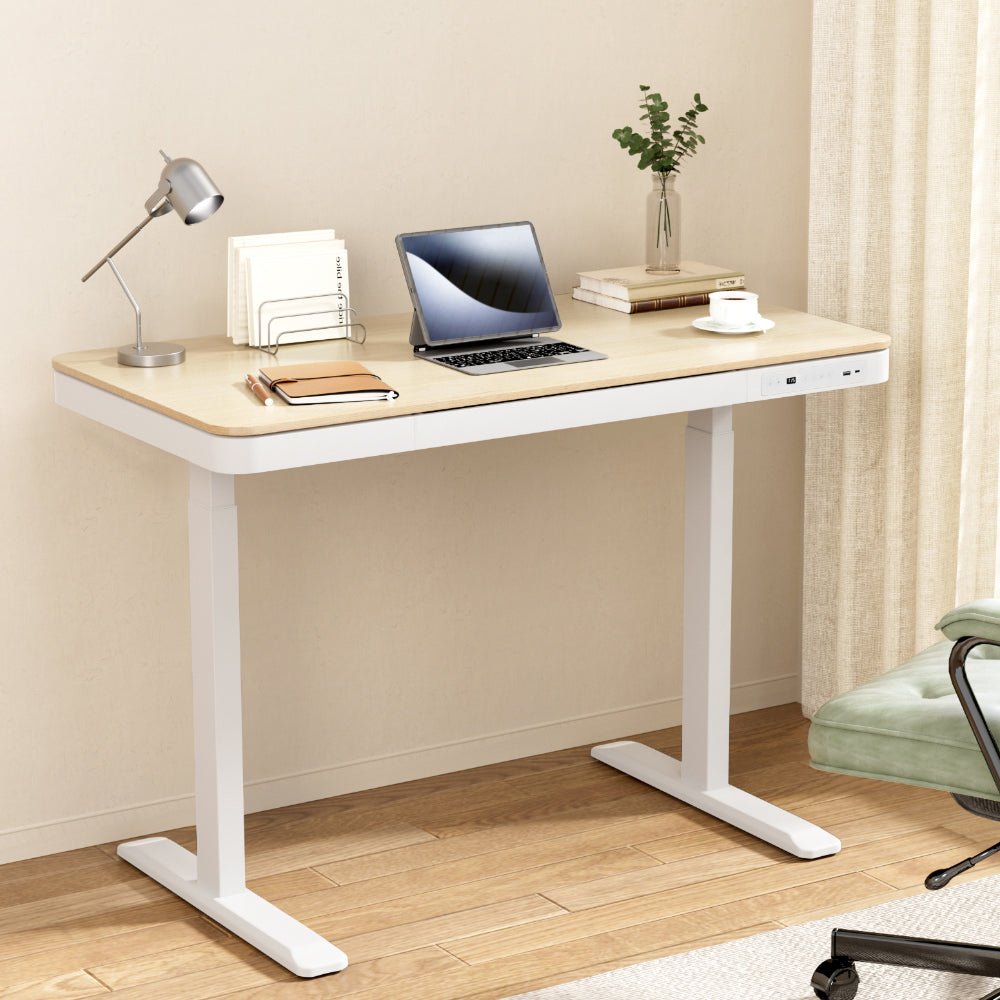 Standing Desk Motorised Electric Dual Motor Draw 120CM Oak - Furniture > Office - Rivercity House & Home Co. (ABN 18 642 972 209) - Affordable Modern Furniture Australia