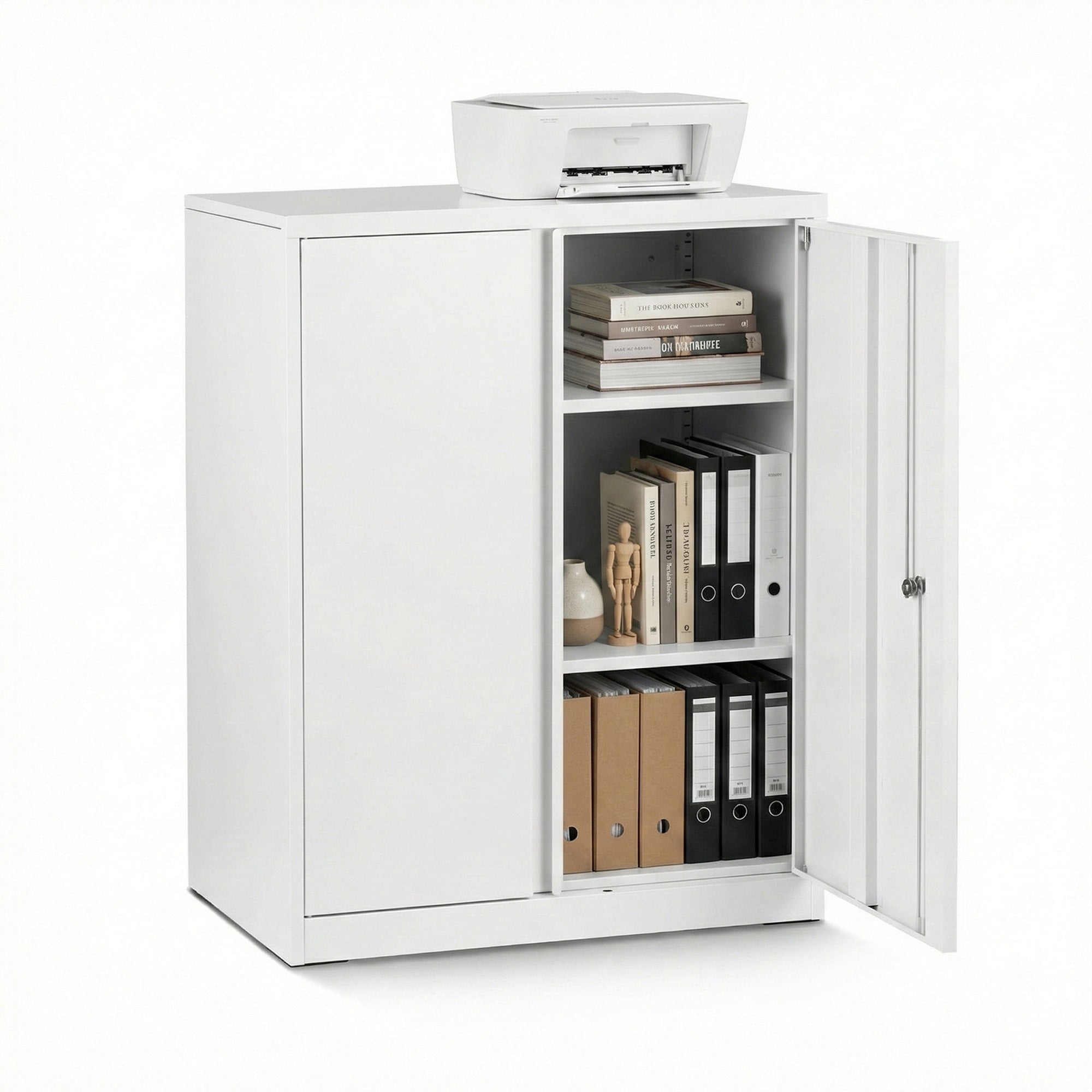 Steel Locker Filing Cabinet with 3 - Point Lock and Adjustable Shelves - White - Furniture > Office > Storage Cabinets - Rivercity House & Home Co. (ABN 18 642 972 209) - Affordable Modern Furniture Australia