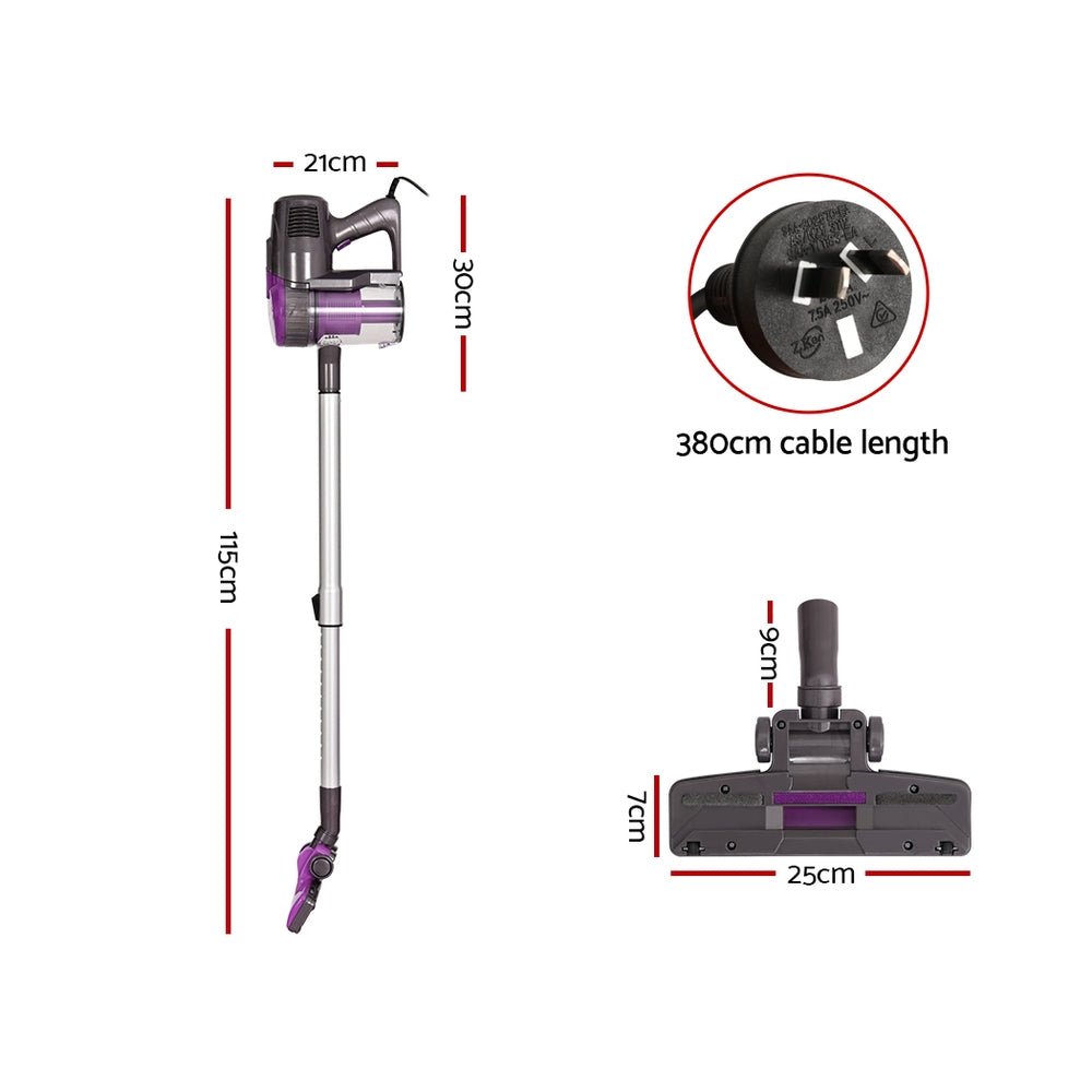 Stick Vacuum Cleaner Bagless Corded 500W Purple - Appliances > Vacuum Cleaners > Stick Vacuums - Rivercity House & Home Co. (ABN 18 642 972 209) - Affordable Modern Furniture Australia