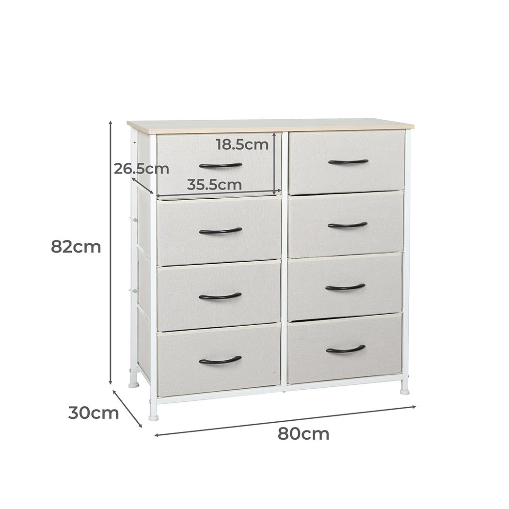 Storage Cabinet Tower Chest 8 Drawers - Beige - Rivercity House & Home Co. (ABN 18 642 972 209) - Affordable Modern Furniture Australia