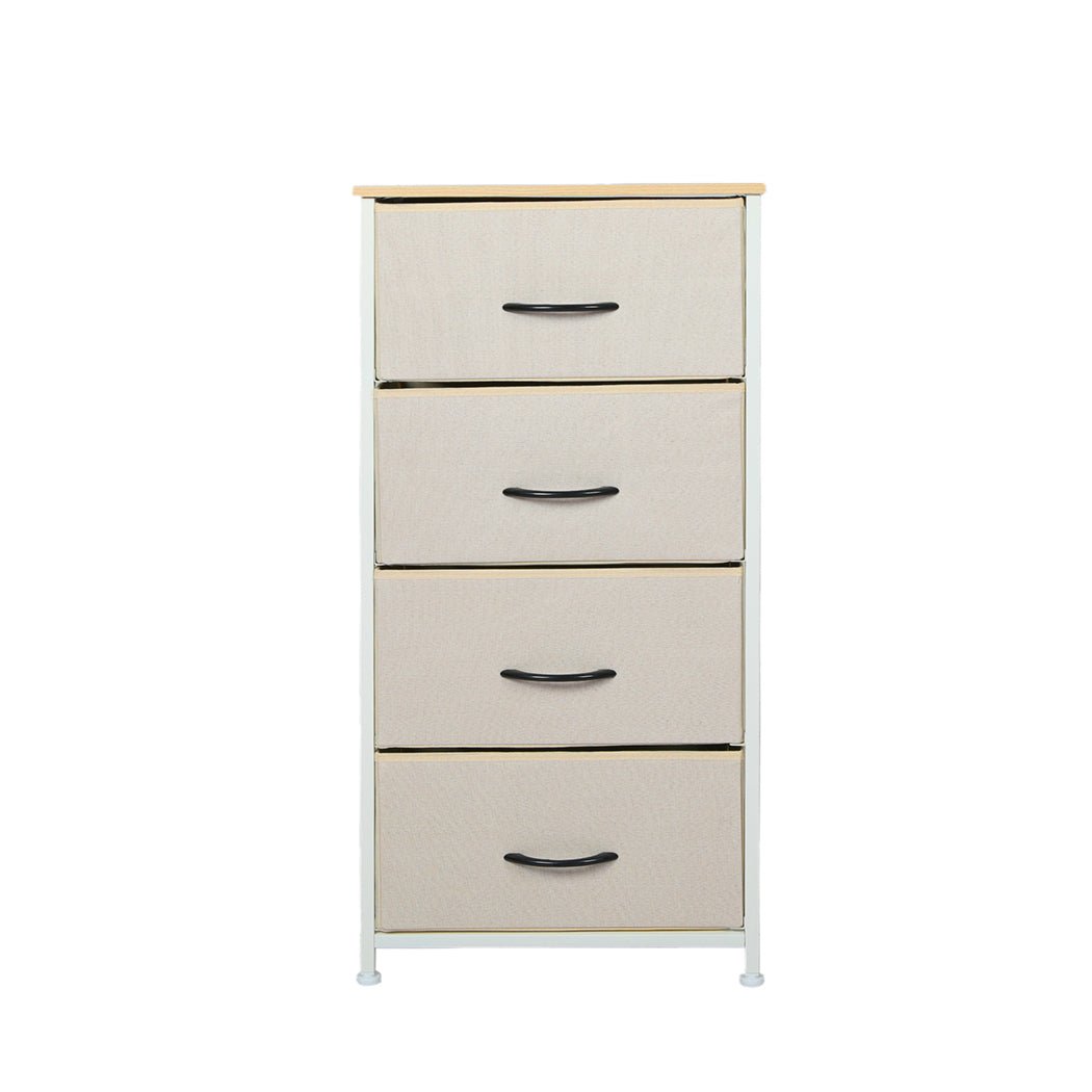 Storage Cabinet Tower Chest with 4 Drawers - Beige - Rivercity House & Home Co. (ABN 18 642 972 209) - Affordable Modern Furniture Australia