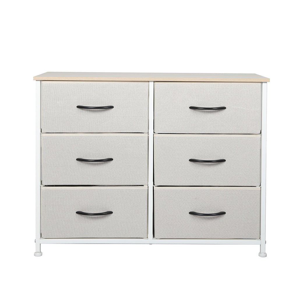 Storage Cabinet Tower Chest with 6 Drawers - Beige - Rivercity House & Home Co. (ABN 18 642 972 209) - Affordable Modern Furniture Australia