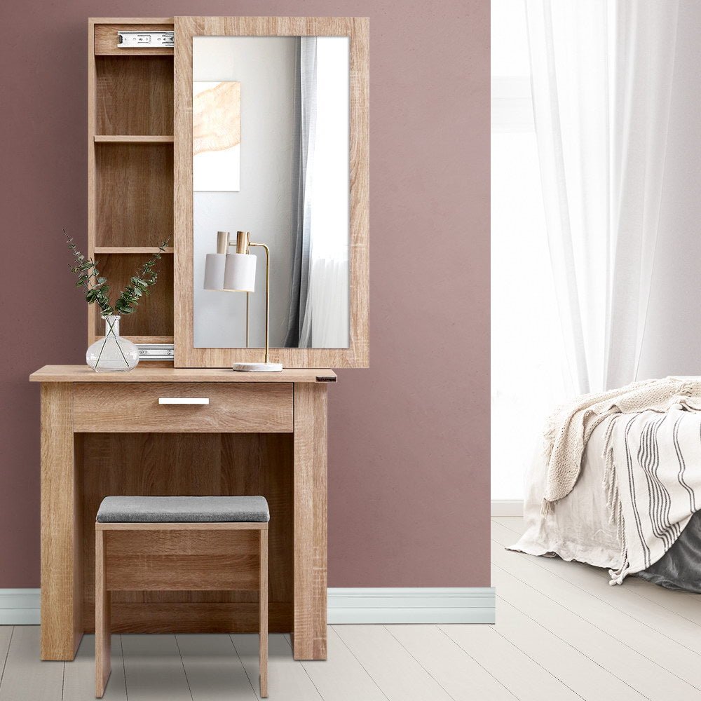 Storage Dressing Table With Full Sliding Mirror - Rivercity House & Home Co. (ABN 18 642 972 209) - Affordable Modern Furniture Australia