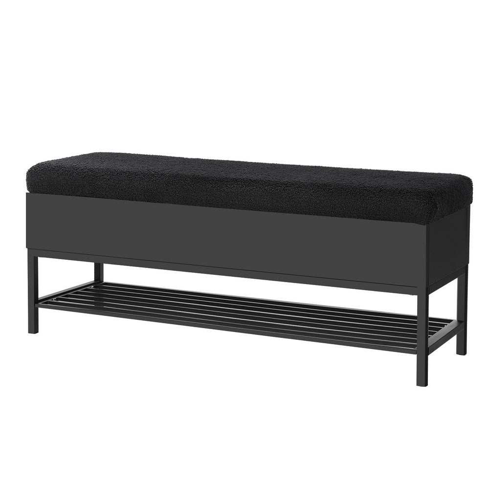 Storage Ottoman Blanket Box 110cm Boucle Shelf - Furniture > Living Room - Rivercity House & Home Co. (ABN 18 642 972 209) - Affordable Modern Furniture Australia