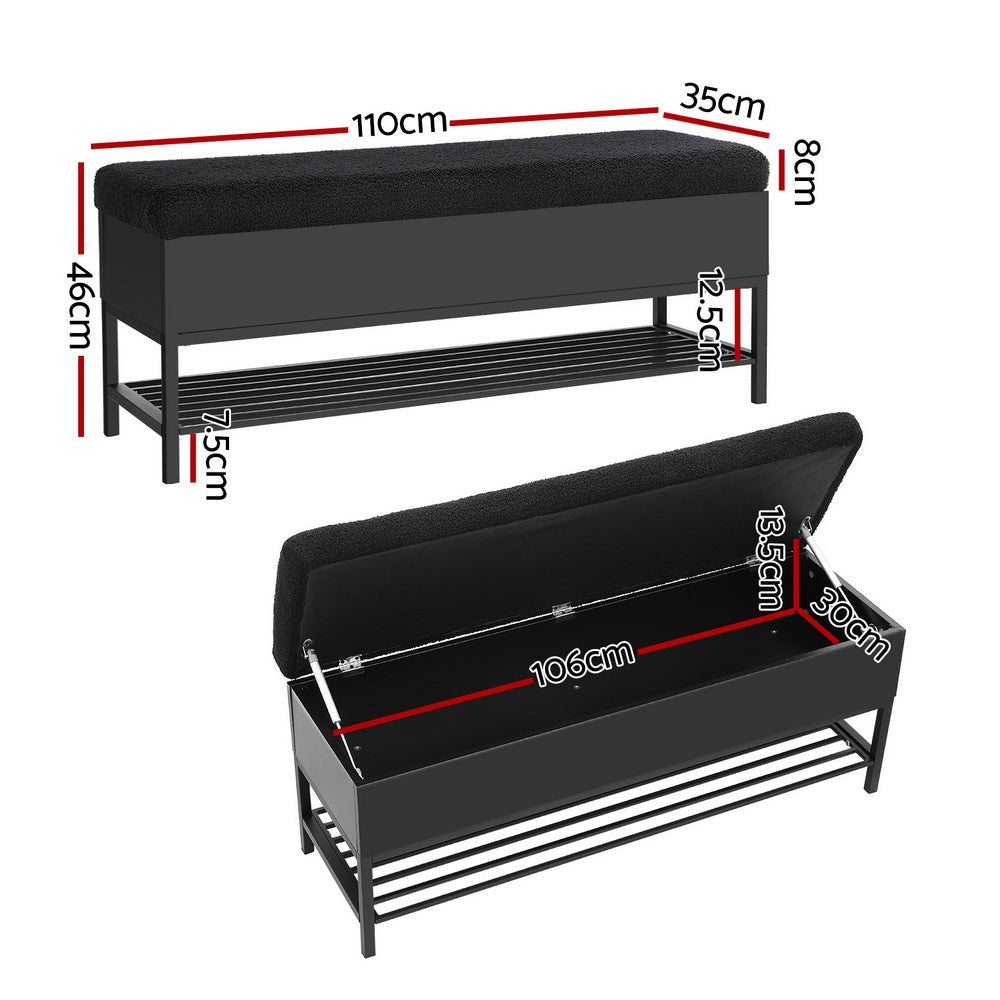 Storage Ottoman Blanket Box 110cm Boucle Shelf - Furniture > Living Room - Rivercity House & Home Co. (ABN 18 642 972 209) - Affordable Modern Furniture Australia