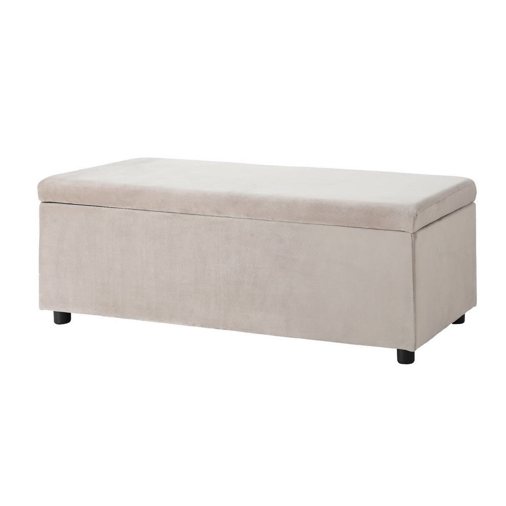 Storage Ottoman Blanket Box Table 97cm Velvet Taupe - Furniture > Living Room - Rivercity House & Home Co. (ABN 18 642 972 209) - Affordable Modern Furniture Australia