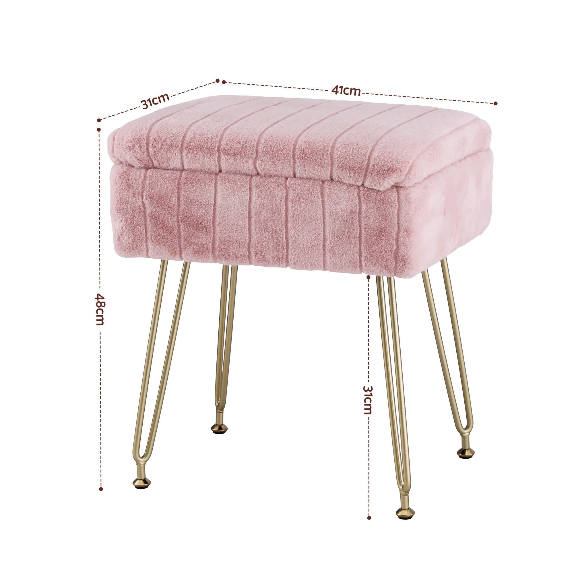 Storage Ottoman Vanity Foot Stool Pink - Furniture > Living Room > Ottomans & Footstools - Rivercity House & Home Co. (ABN 18 642 972 209) - Affordable Modern Furniture Australia