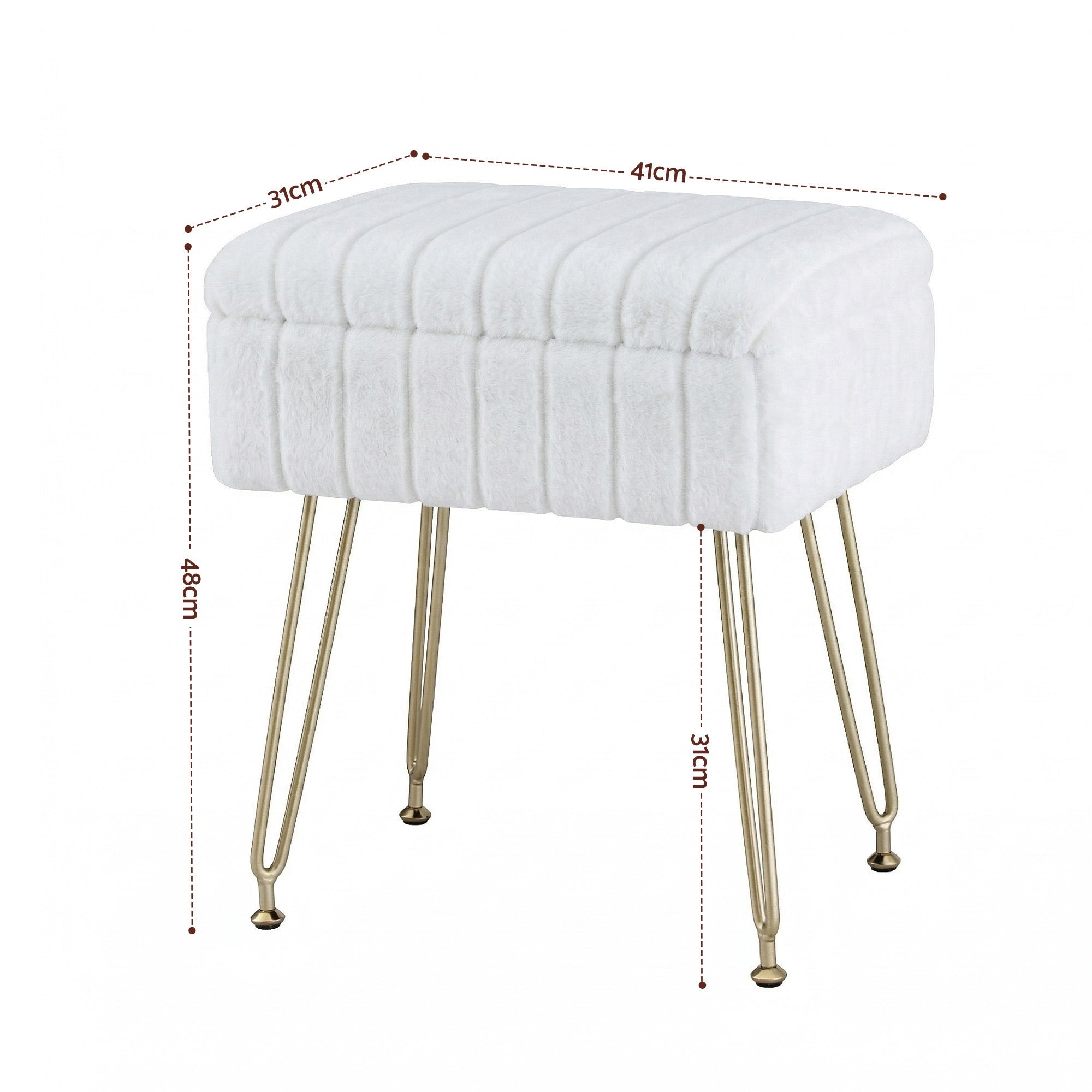 Storage Ottoman Vanity Foot Stool White - Furniture > Living Room > Ottomans & Footstools - Rivercity House & Home Co. (ABN 18 642 972 209) - Affordable Modern Furniture Australia