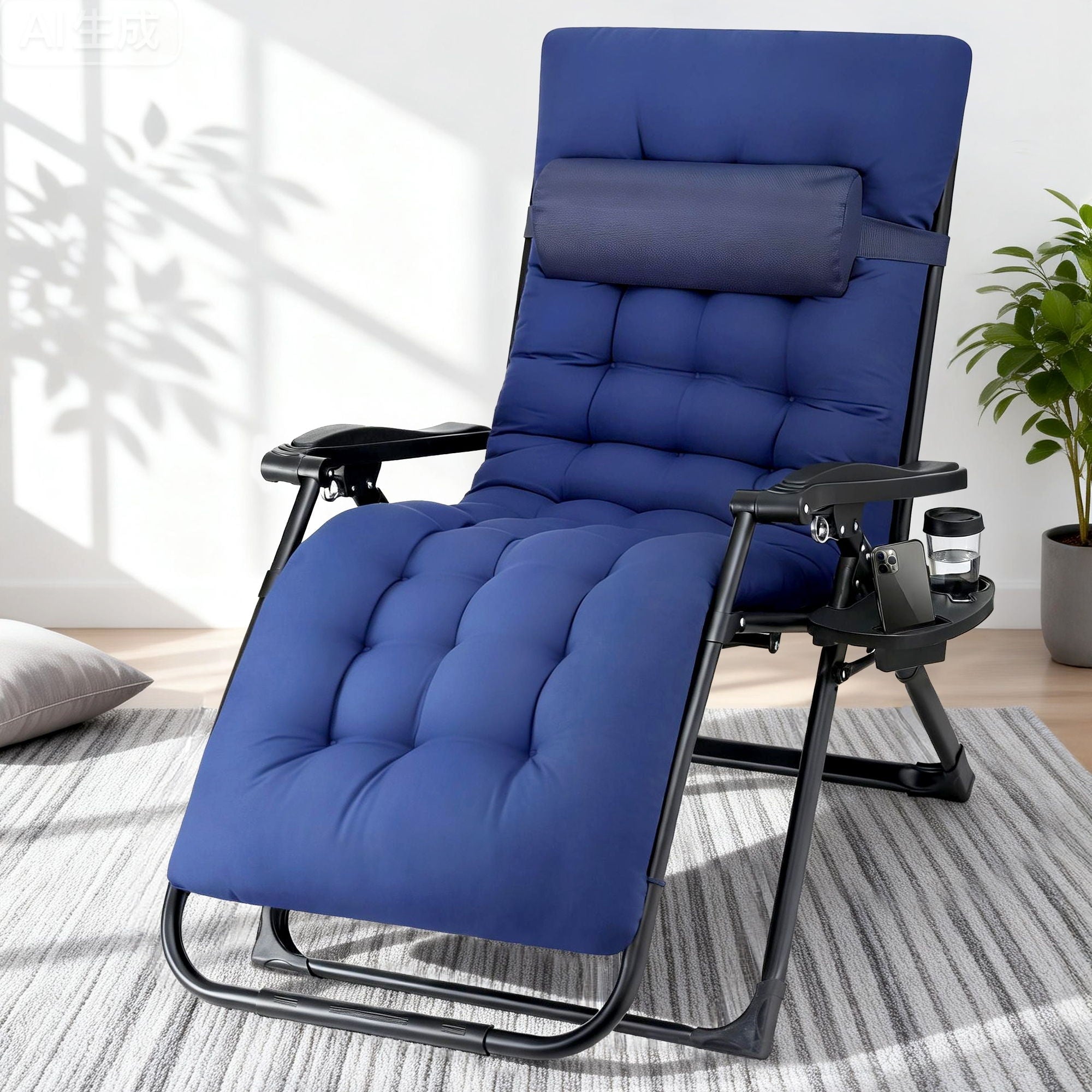 Sun Lounge Lounger Folding Camping Zero Gravity Chair Outdoor Furniture XL Blue - Furniture > Outdoor > Outdoor Chairs - Rivercity House & Home Co. (ABN 18 642 972 209) - Affordable Modern Furniture Australia