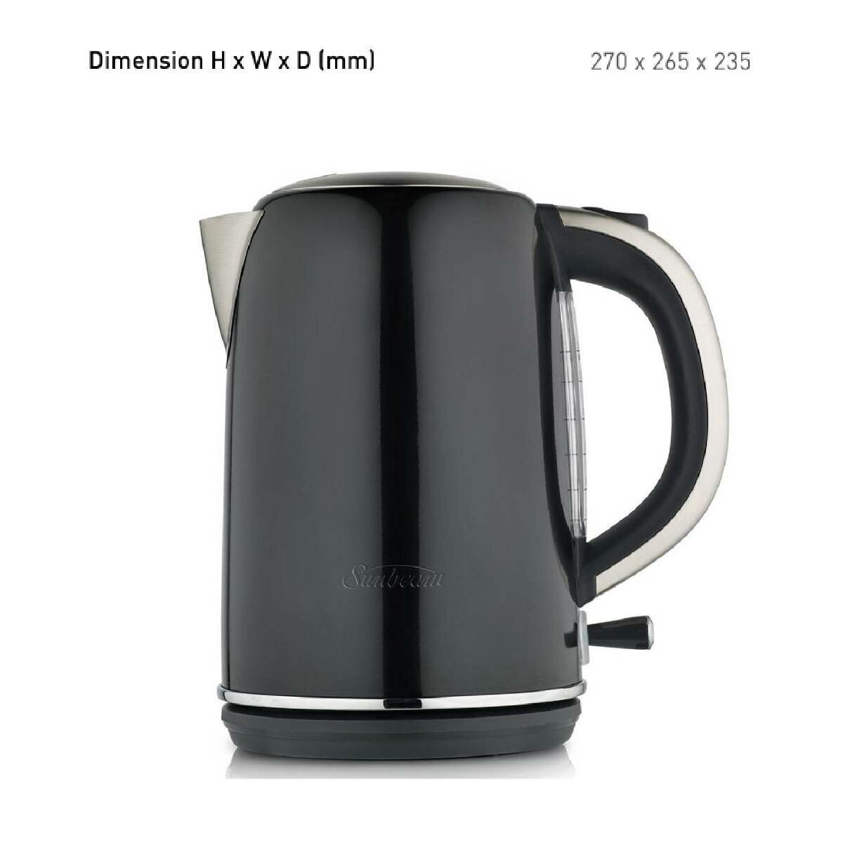 Sunbeam 1.7l Simply Stylish Black Fast Boil Cordless Kettle - Appliances > Kitchen Appliances > Kettles - Rivercity House & Home Co. (ABN 18 642 972 209) - Affordable Modern Furniture Australia