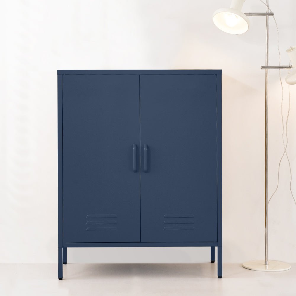 Tall Metal Locker Style Buffet Sideboard Cabinet - Blue - Furniture > Living Room - Rivercity House & Home Co. (ABN 18 642 972 209) - Affordable Modern Furniture Australia
