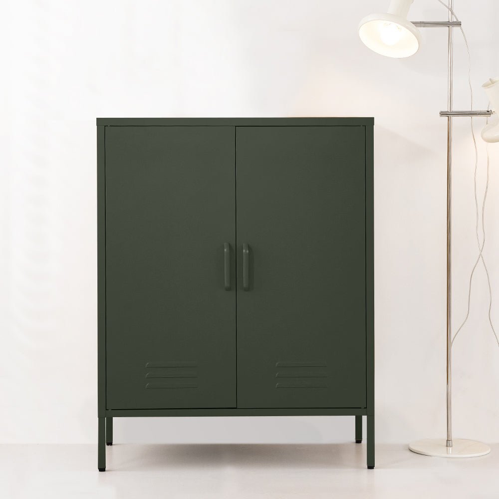 Tall Metal Locker Style Buffet Sideboard Cabinet - Green - Furniture > Living Room - Rivercity House & Home Co. (ABN 18 642 972 209) - Affordable Modern Furniture Australia